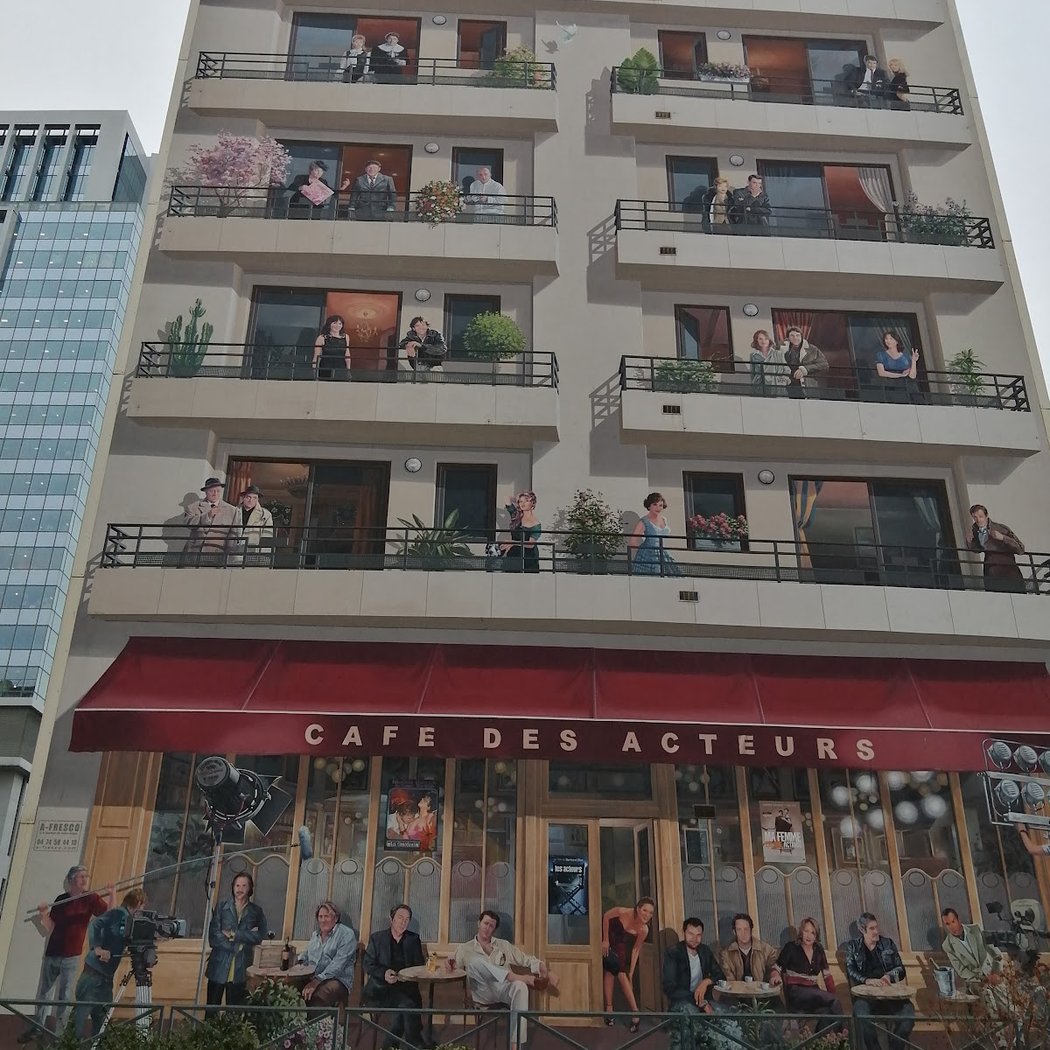 ''Café des Acteurs'' Fresque façade 3